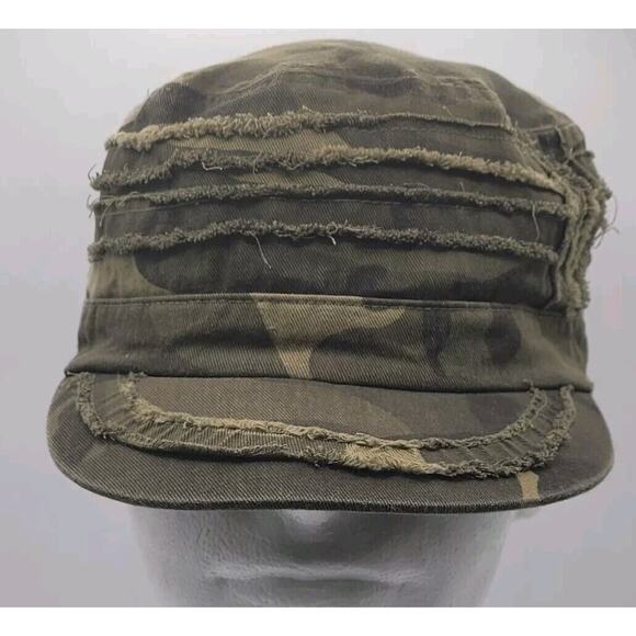 David & Young Army Green Camoflauge Hat OSFM Distressed Cotton Lined Camo - Picture 1 of 8